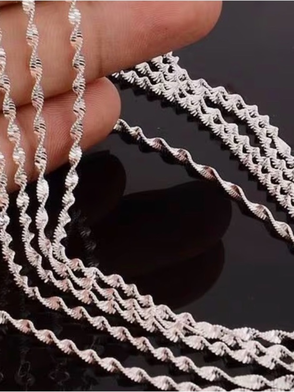 Sterling-Effect Silver Twisted Rope Chain Necklace - Elegant Women’s Jewelry